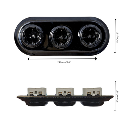 Triple Power Socket Porcelain Loft Retro Electrical German Schuko Flush-Mounting Vintage Cottage Ceramic Black