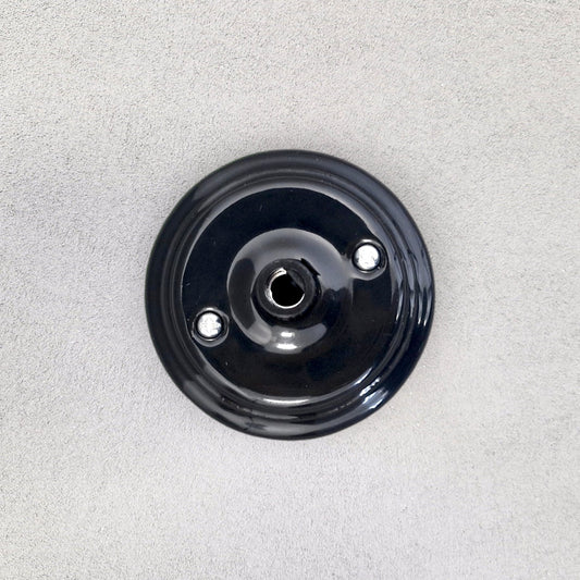 Ceiling Rose Flat Shape Porcelain Surface Mounting Vintage Loft Retro Cottage Ceramic Black