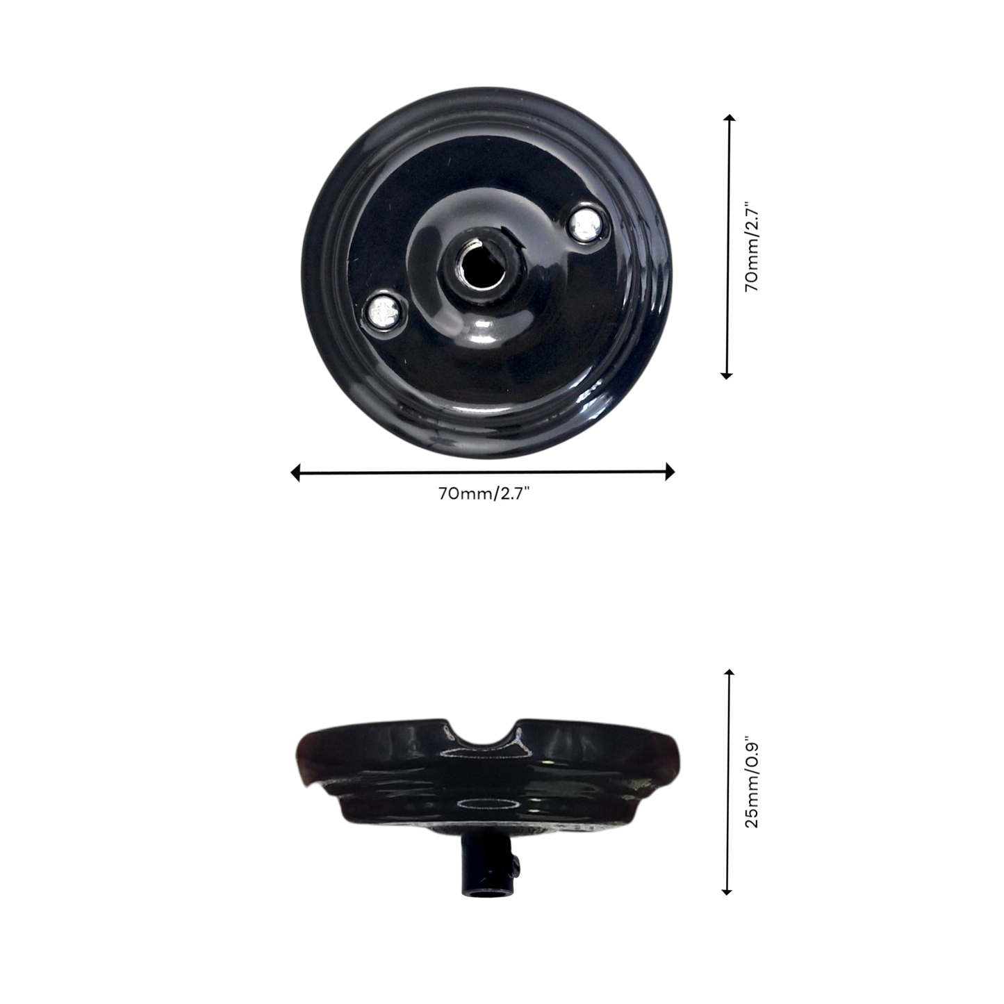 Ceiling Rose Flat Shape Porcelain Surface Mounting Vintage Loft Retro Cottage Ceramic Black
