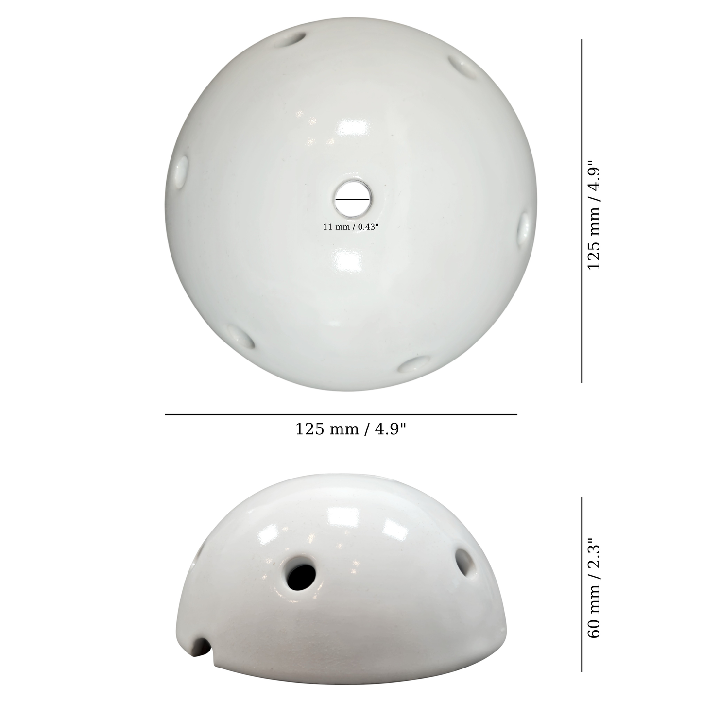 Surface Mount Multi-Hole Ceiling Rose in White Porcelain (D125 x H65mm)