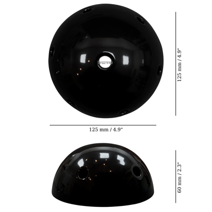Surface Mount Multi-Hole Ceiling Rose in Black Porcelain (D125 x H65mm)