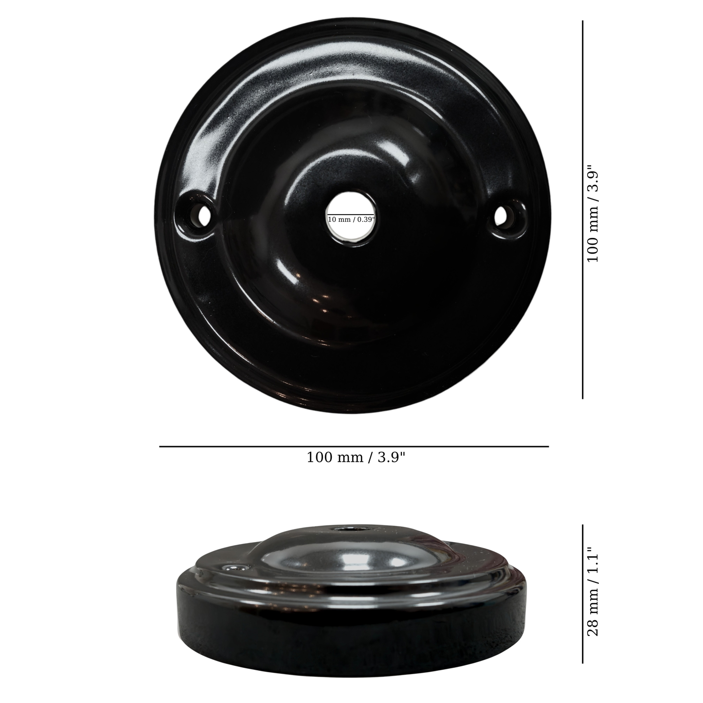 Surface Mount Big Dome Shaped Ceiling Rose - 100x100x28mm | Porcelain