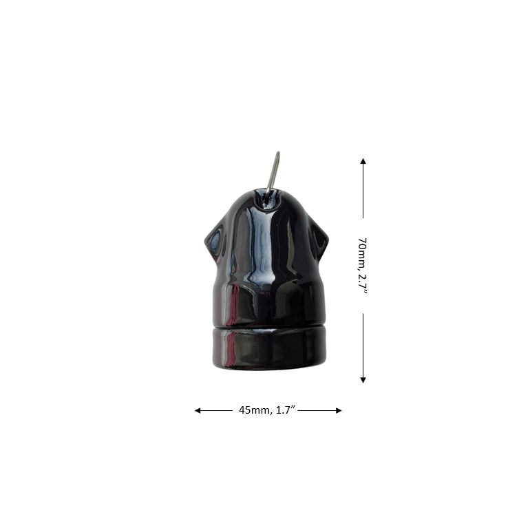 Hanging Lamp Holder Porcelain E27 Vintage Loft Retro Cottage Ceramic Black
