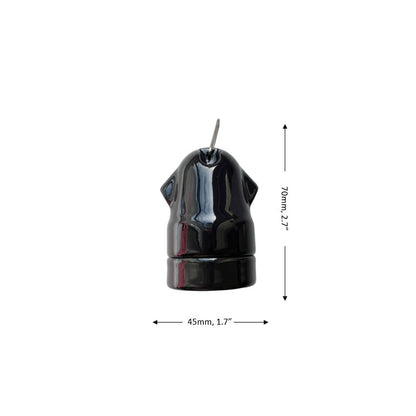 Hanging Lamp Holder Porcelain E27 Vintage Loft Retro Cottage Ceramic Black