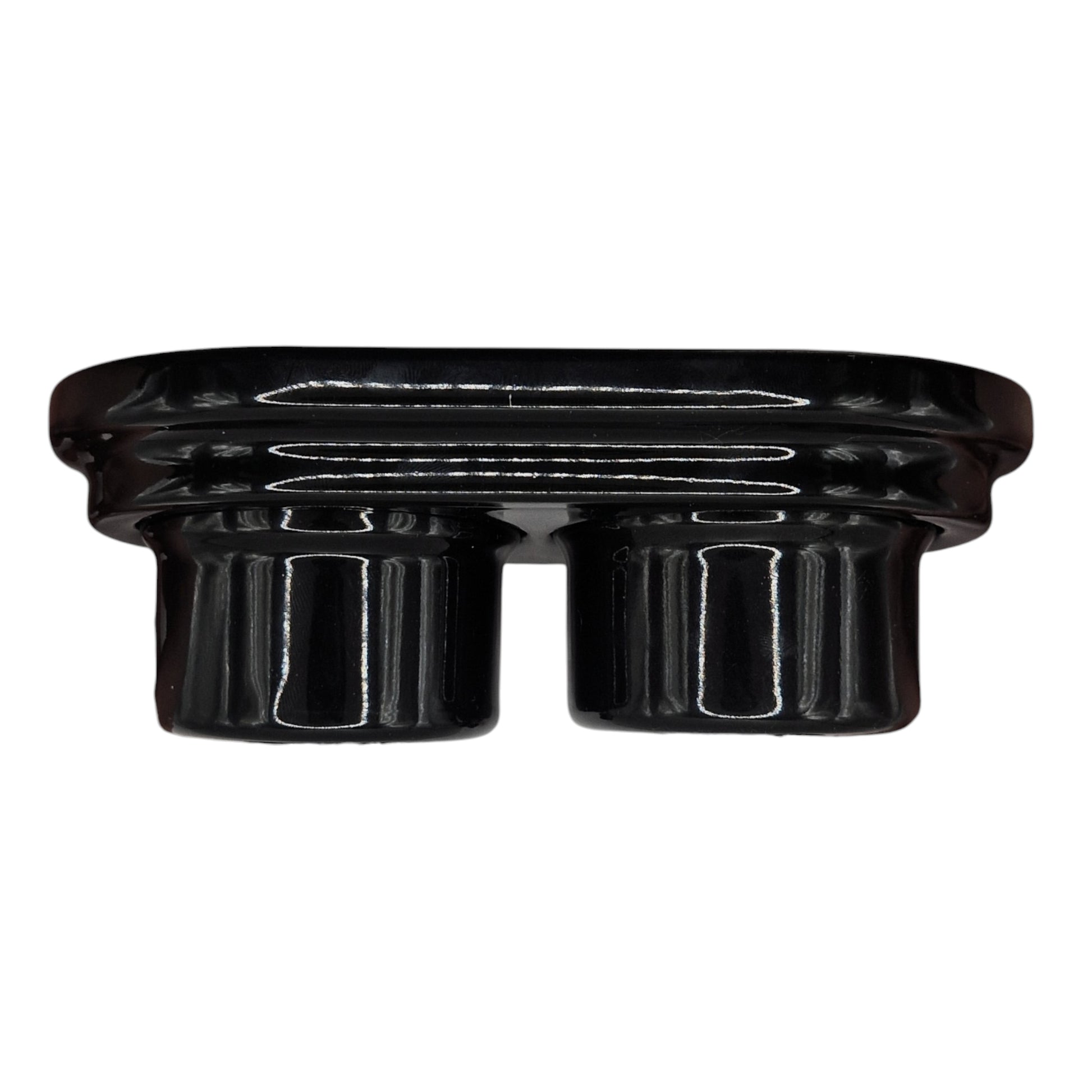 Double black French porcelain socket, surface-mount, angled