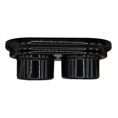 Double black French porcelain socket, surface-mount, angled