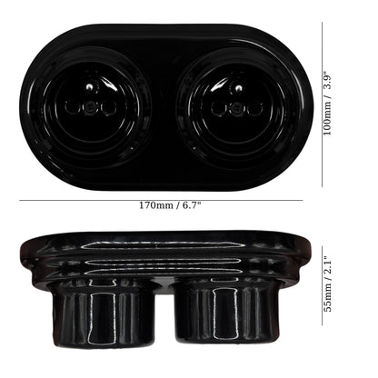 Double black French porcelain socket, surface-mount, measurements