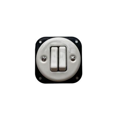 Light Switch Porcelain Loft Retro 2-gang Connection Inner Part Two-way Flush-Mounting Vintage Cottage Ceramic White