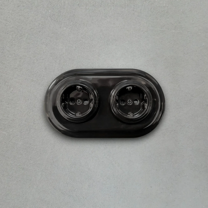 Double Power Socket Porcelain Loft Retro Electrical French Surface-Mounting Vintage Cottage Ceramic Black