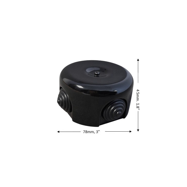 Porcelain Junction Box Loft Retro Vintage Cottage Ceramic Surface Mounting Black