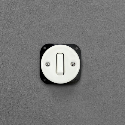 white porcelain 1gang2pole light switch insert, flush-mount