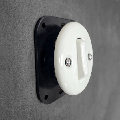 white porcelain 1gang2pole light switch insert, flush-mount, angled