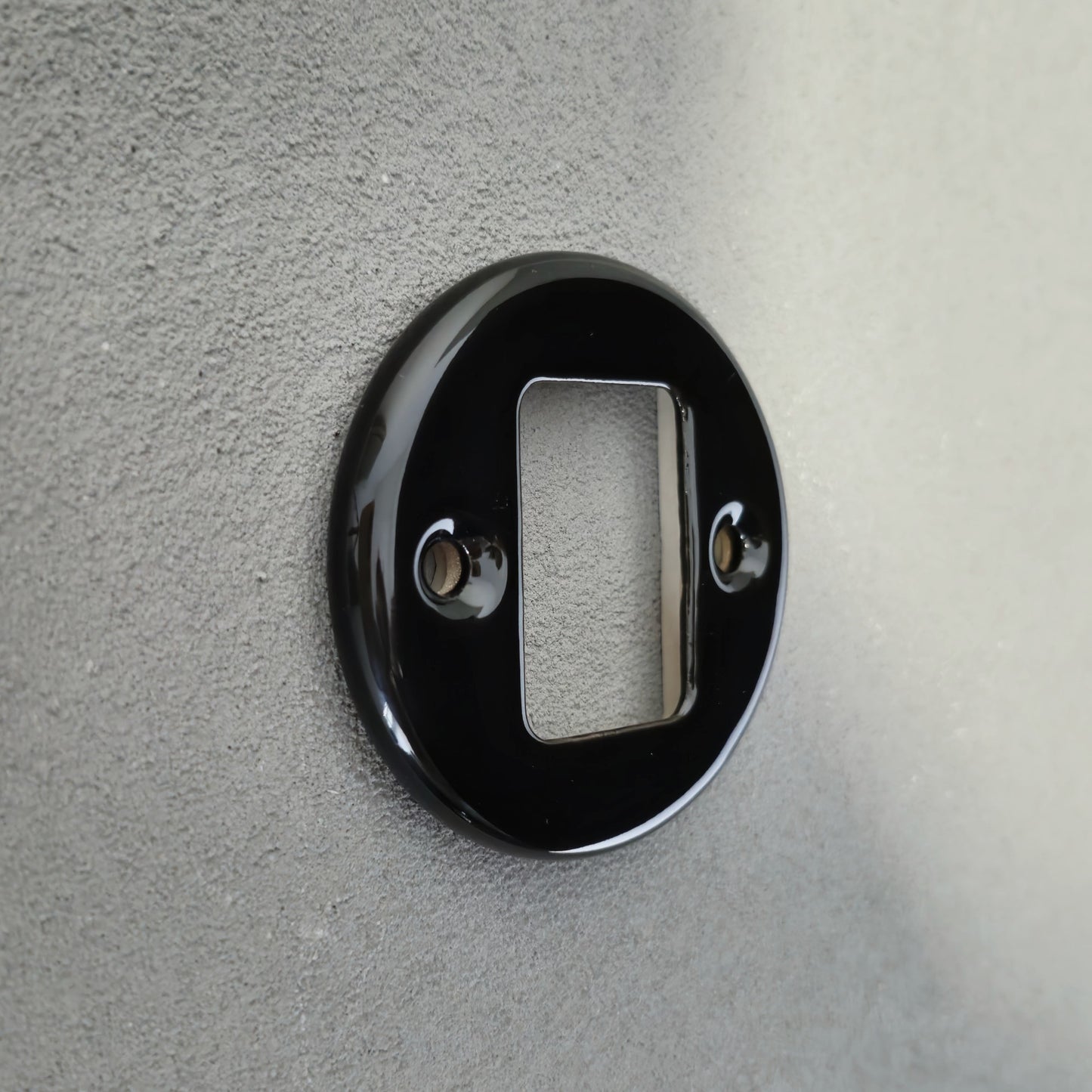 Retro style Black Ceramic Frame Replacement Part Flushed-Mounted Push Button Switch-Double Loft Vintage Cottage