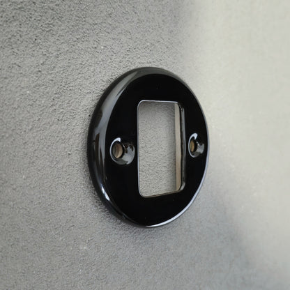 Retro style Black Ceramic Frame Replacement Part Flushed-Mounted Push Button Switch-Double Loft Vintage Cottage