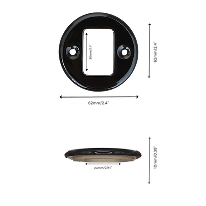 Retro style Black Ceramic Frame Replacement Part Flushed-Mounted Push Button Switch-Double Loft Vintage Cottage