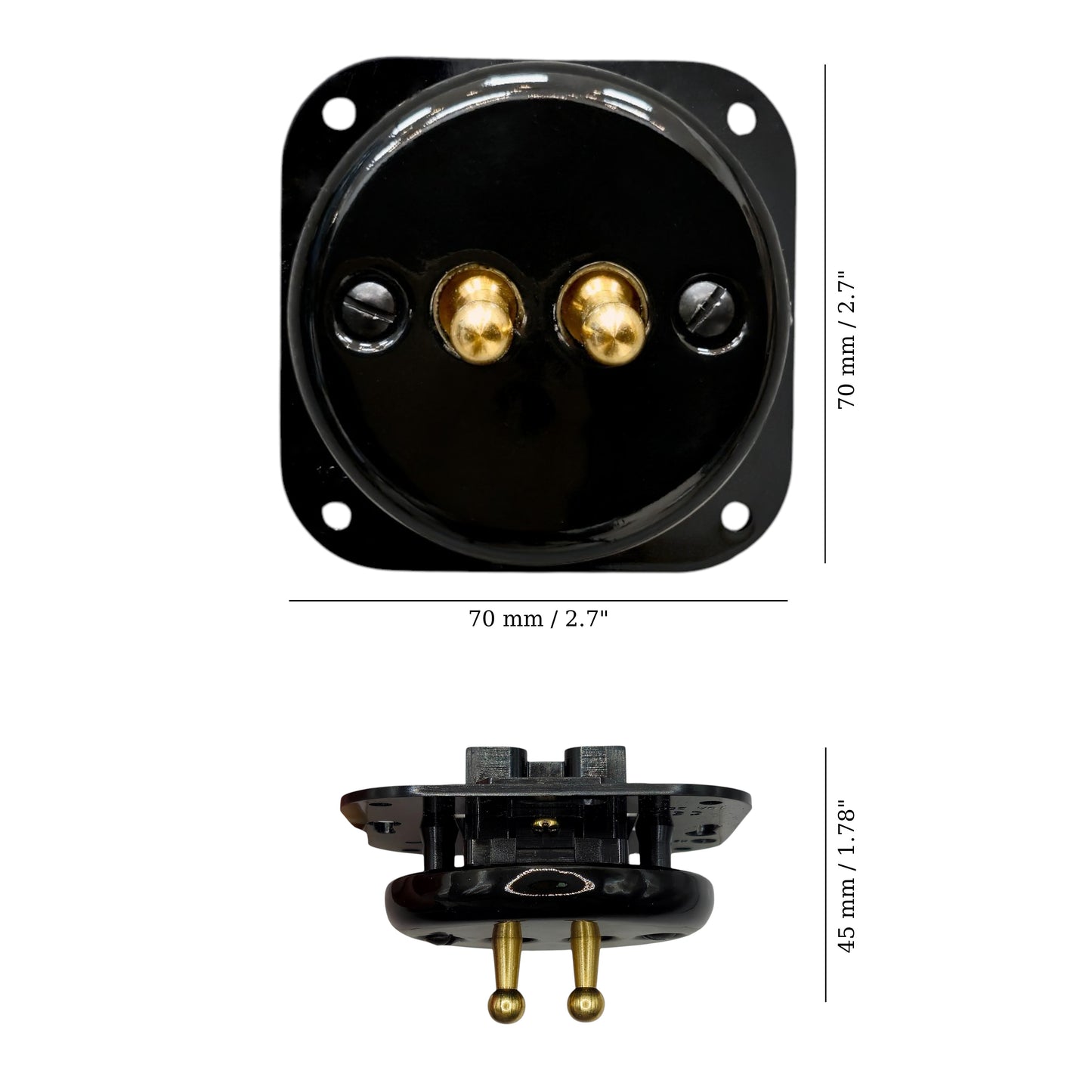 black porcelain 2gang2pole toggle light switch insert, flush-mount, measurements