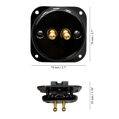 black porcelain 2gang2pole toggle light switch insert, flush-mount, measurements