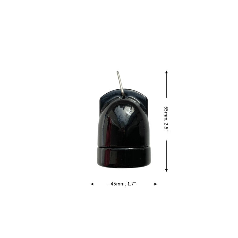 Hanging Lamp Holder Porcelain E27 Hanging Vintage Loft Retro Cottage Ceramic Black
