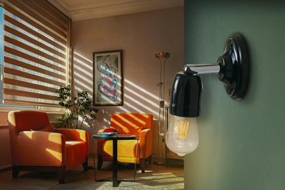 Surface Mount Straight E27 Lamp Holder in White Porcelain