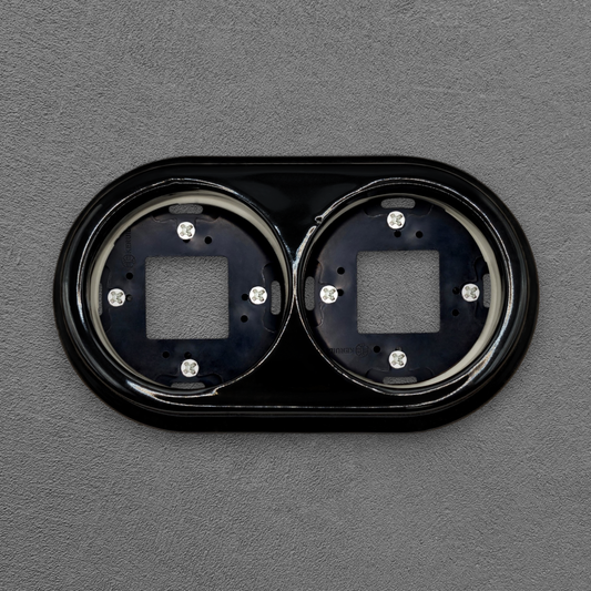 Porcelain Loft Retro Double Porcelain Frame With Plastic Part Surface Mounted Vintage Cottage Ceramic Black