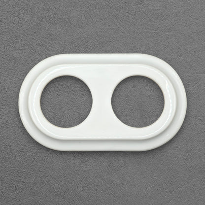 white porcelain double frame, flush-mount, front