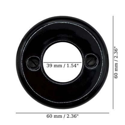 black porcelain dimmer switch cover, flush-mount, measurements