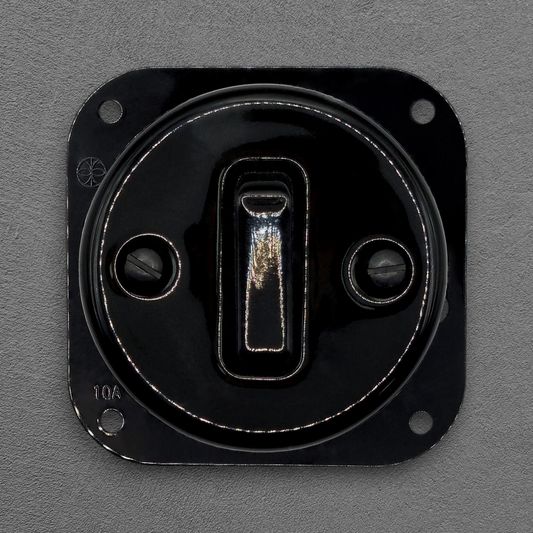 Light Switch Porcelain Loft Retro 1-gang Connection Inner Part Two-way Flush-Mounting Vintage Cottage Ceramic Black