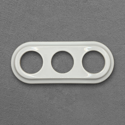 white porcelain triple frame, flush-mount, front
