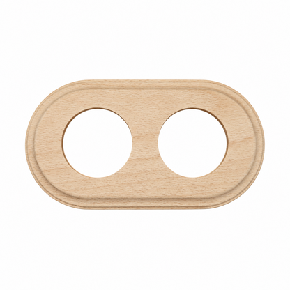 Flush Mount Socket and Switch Double Frame in Natural Wood For UK Series
