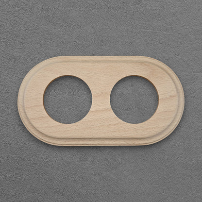 Flush Mount Socket and Switch Double Frame in Natural Wood For UK Series
