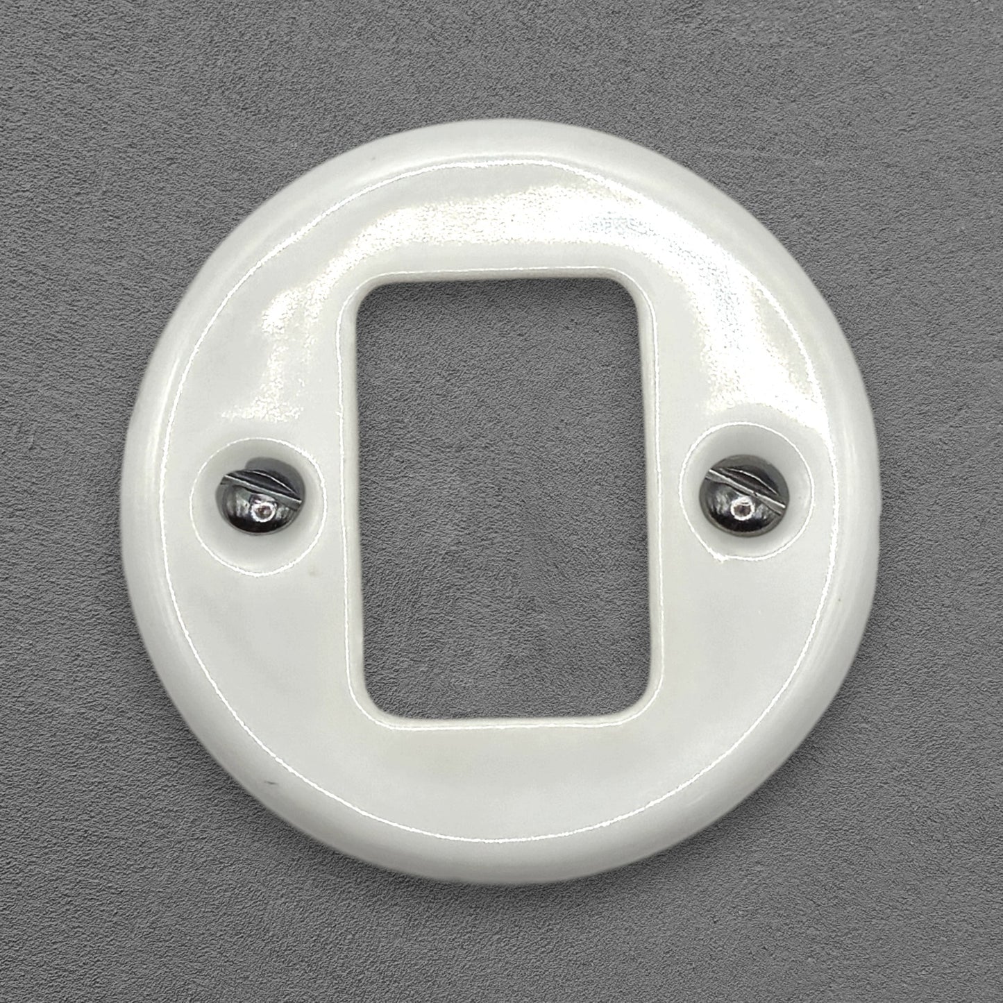 white porcelain 2-gang light switch cover, flush-mount, front