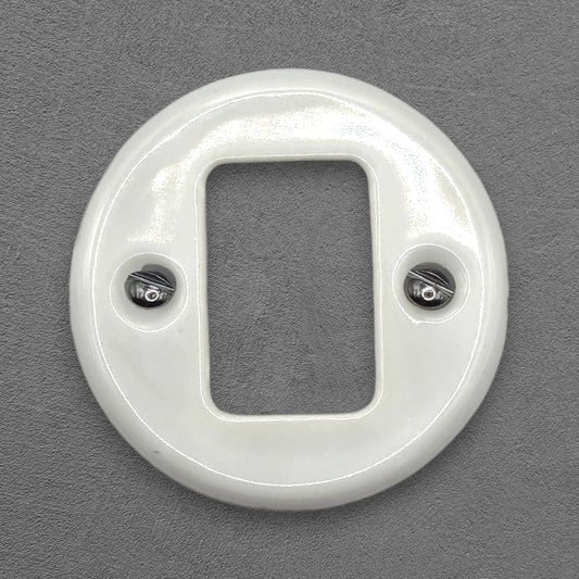 Porcelain Frame  Replacement Part For Flush-Mounted Series Push Button Switch-Double Loft Retro Vintage Cottage Ceramic White