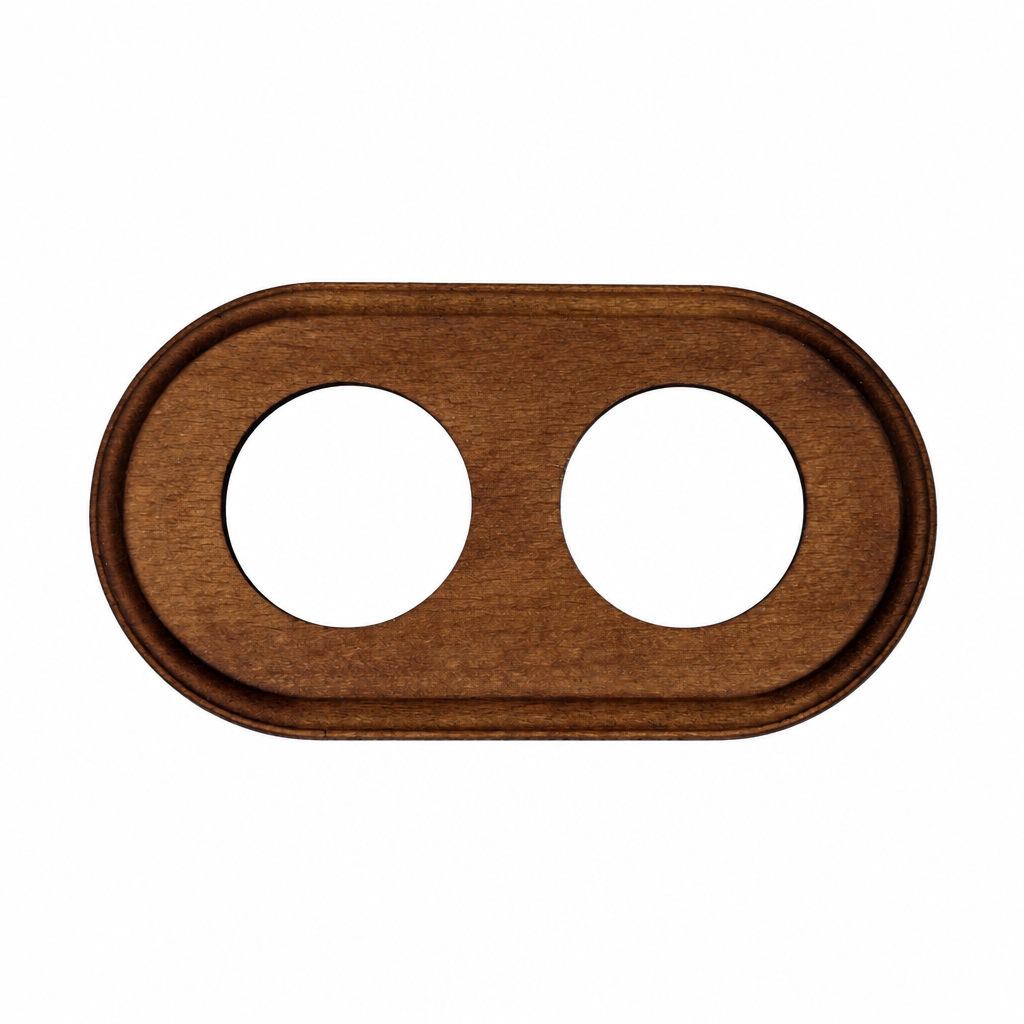 Flush Mount Socket and Switch Double Frame in Dark Wood For UK Series