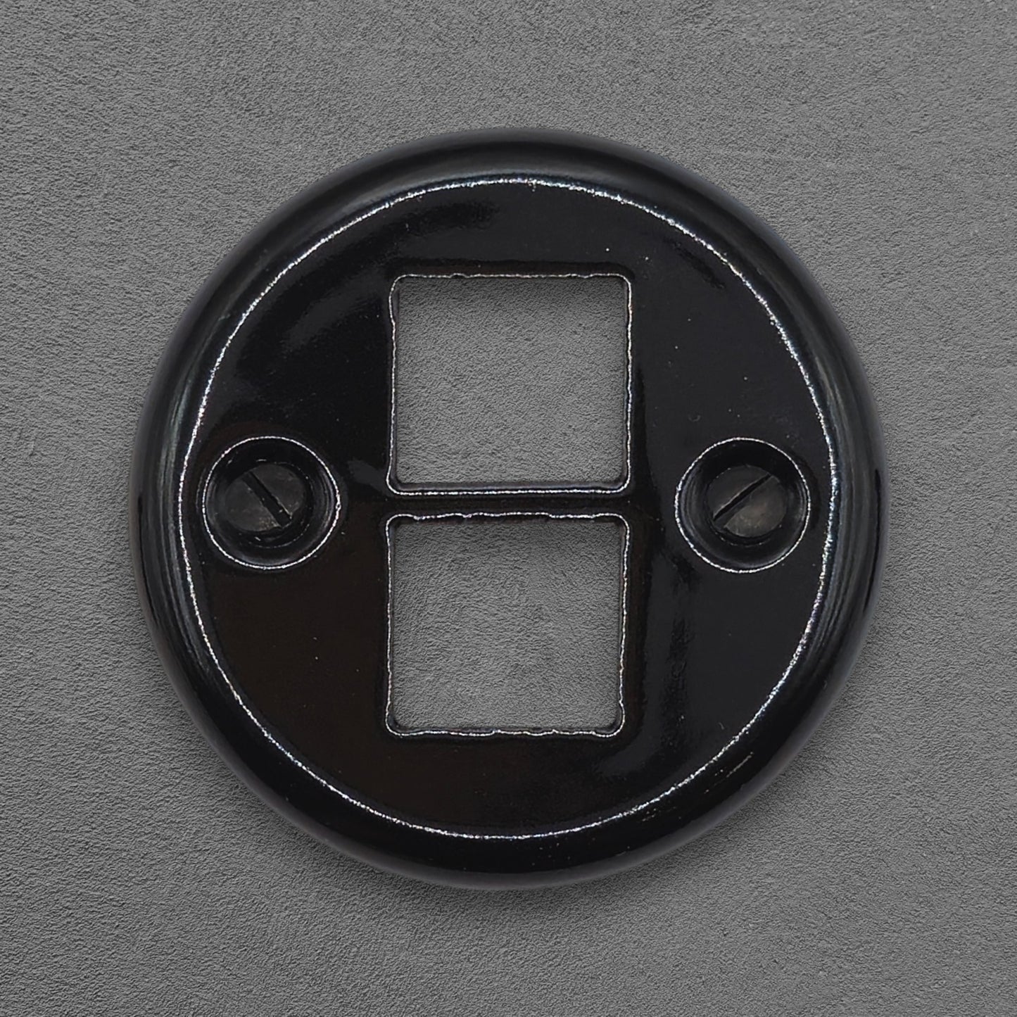 black porcelain rj45 ethernet socket cover, flush-mount, front