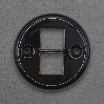 black porcelain rj45 ethernet socket cover, flush-mount, front