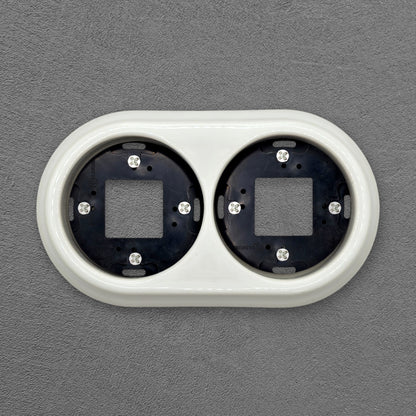 Porcelain Loft Retro Double Porcelain Frame With Plastic Part Surface Mounted Vintage Cottage Ceramic White