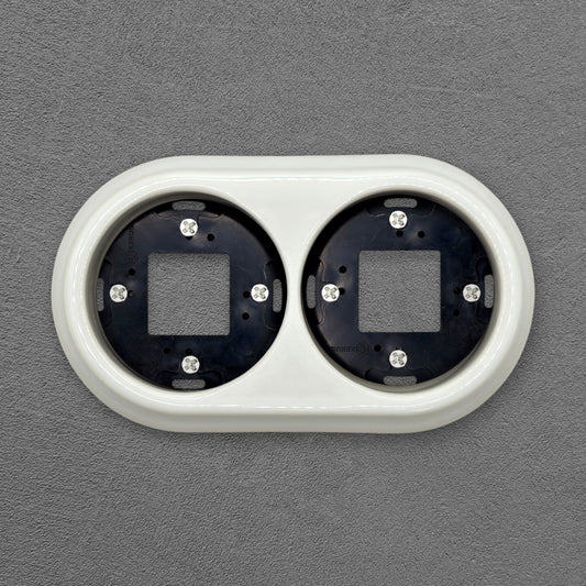 Porcelain Loft Retro Double Porcelain Frame With Plastic Part Surface Mounted Vintage Cottage Ceramic White