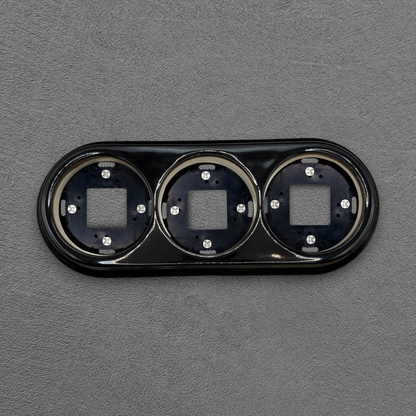 Porcelain Loft Retro Triple Porcelain Frame With Plastic Part Surface Mounted Vintage Cottage Ceramic Black