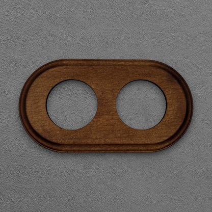 Flush Mount Socket and Switch Double Frame in Dark Wood For UK Series