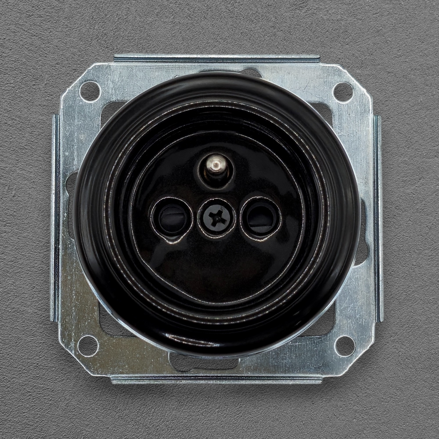Power Socket Insert Porcelain Loft Retro Electrical French Flush-Mounting Vintage Cottage Ceramic Black