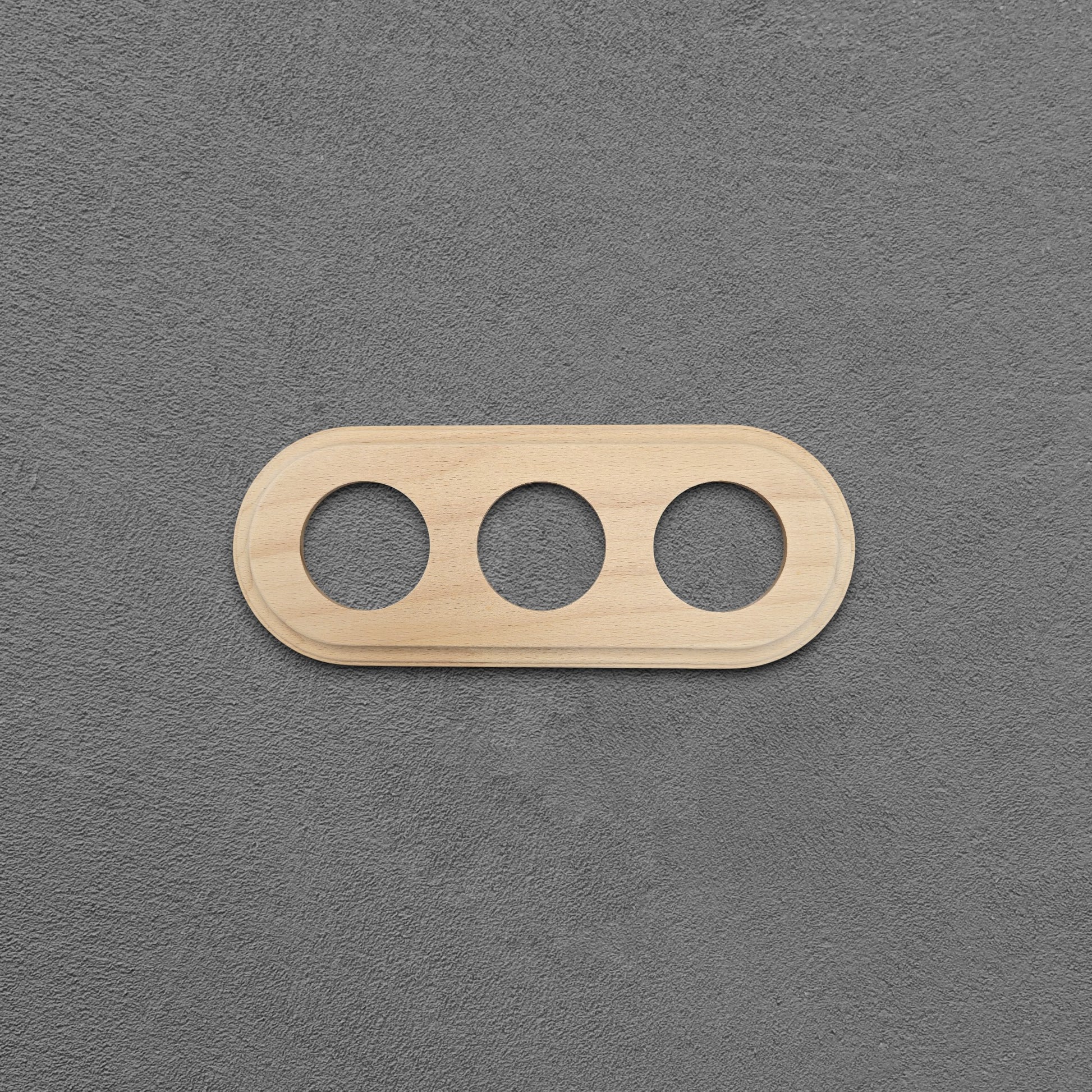 natural wood triple frame, flush-mount