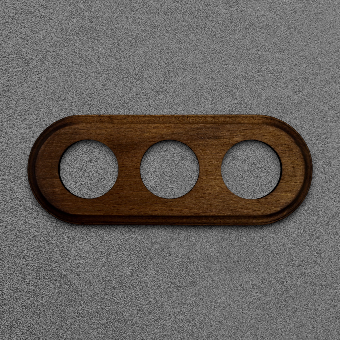 dark wood triple frame, flush-mount, front