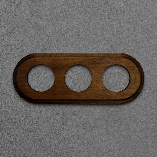 Wooden Loft Retro Triple Socket Frame For Flush Mounted Series Vintage Cottage Dark Wood