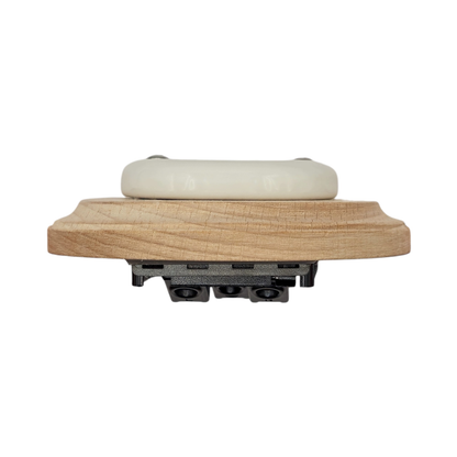 Retro Style White Ceramic Single UK Type Socket Natural Wood Frame Flushed-Mounted