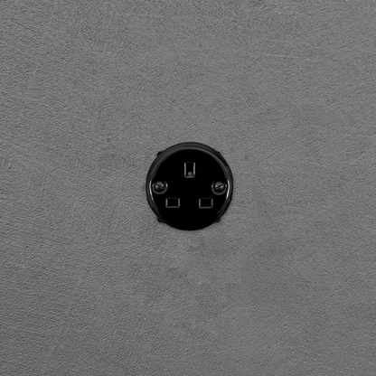 Flush Mount UK Plug Socket Insert (Type G) – Single 3-Pin Grounded Outlet in Black Porcelain