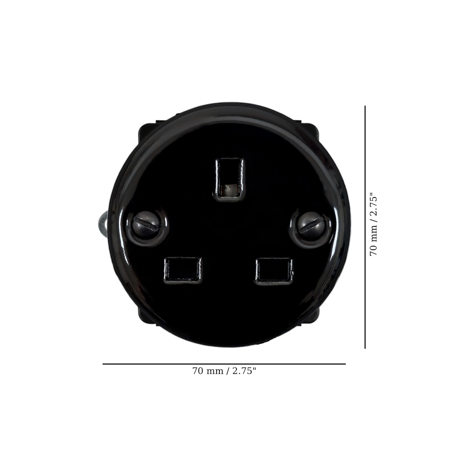 Flush Mount UK Plug Socket Insert (Type G) – Single 3-Pin Grounded Outlet in Black Porcelain