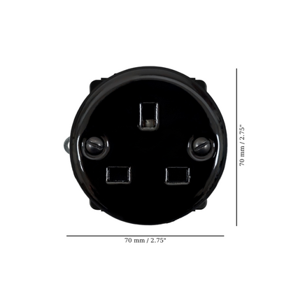 Flush Mount UK Plug Socket Insert (Type G) – Single 3-Pin Grounded Outlet in Black Porcelain