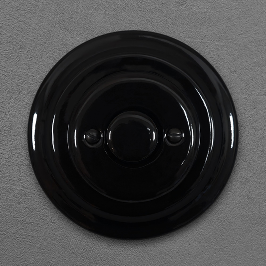 Retro Loft Style Dimmer Light Switch Industrial Flushed-Mounting Vintage Cottage Ceramic Black