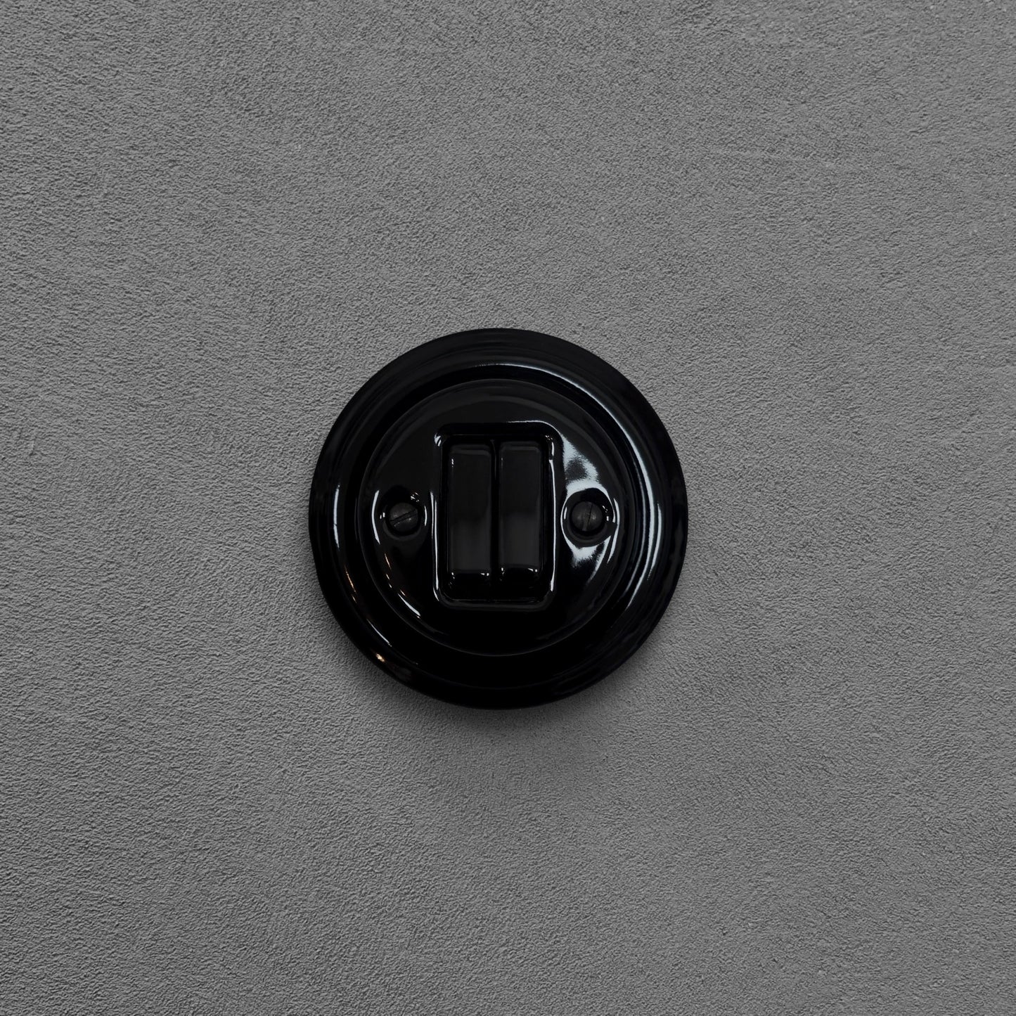 Surface-Mounting 2 Gang Two-Way Light Switch Porcelain Loft Retro Vintage Cottage Ceramic Black