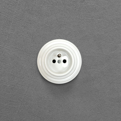 Surface-Mounting French Power Socket Porcelain Loft Retro Electrical Vintage Cottage Ceramic White